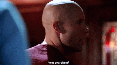 A GIF of Lex Luthor turning and saying 'I was your friend'.